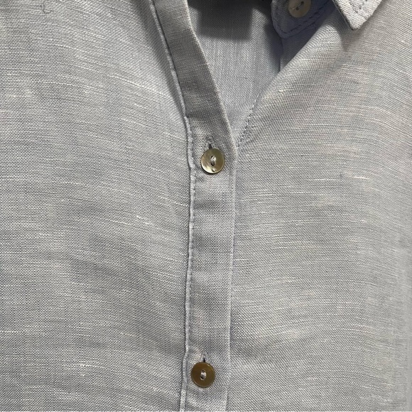 TAHARI 100% Linen Longline Button Down Tunic Shirt Long Sleeve Size L - Picture 4 of 7